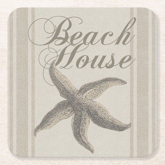 Starfish Beach House Küste Rechteckiger Pappuntersetzer (Vorderseite)