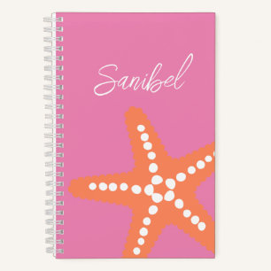 Starfish Beach Name Ocean Preppy Decke Rosa Orange Notizbuch