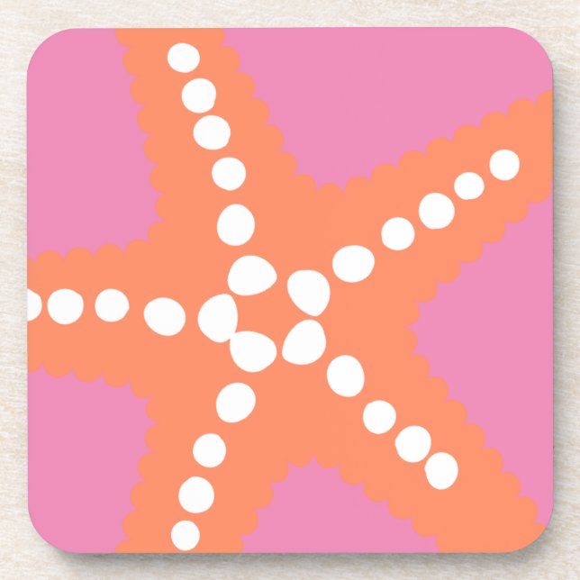 Starfish Beach Ocean Preppy Pink Orange Fun Getränkeuntersetzer (Vorderseite)