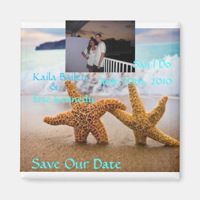 Starfish Beach Save the Date Foto Magnet (Vorne)