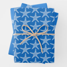 Starfish Beach Summer Ocean Blue Wedge Geschenkpapier Set