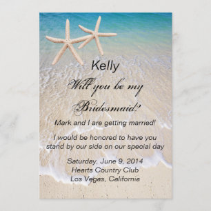 Starfish Beach Wedding Bridesmaid Card Einladung