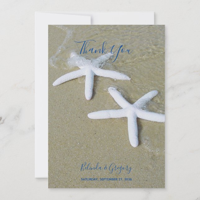 Starfish Beach Wedding Dankeschön Card Dankeskarte (Rückseite)