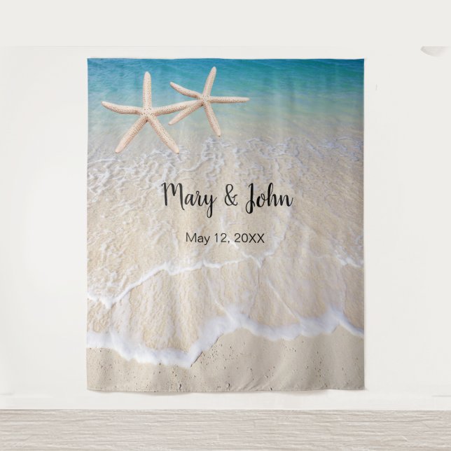Starfish Beach Wedding Foto Hintergrund Wandteppich (Vorderseite)