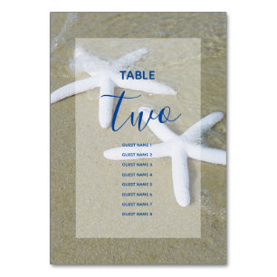 Starfish Beach Wedding Guest Names Tischnummer