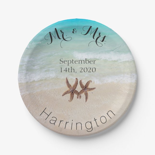 Starfish Beach Wedding Paper Tellers Pappteller (Vorderseite)