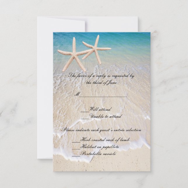 Starfish Beach Wedding Response Card RSVP Karte (Vorderseite)