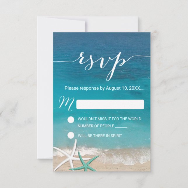Starfish Beach Wedding UAWG Response RSVP Karte (Vorderseite)