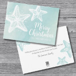 Starfish Beach Weihnachten<br><div class="desc">Elegante Starfish Aquamarin Blue Watercolor Beach Frohe Weihnachtskarte. Niedliches und schlichtes, modernes Strandmotiv. Ein aquamariner, blauer Aquarell mit weißem Seestern direkt vom Ozean! Sie können natürlich alle Schriftart- und Textfarben ändern und sogar die Farbe des Seesterns ändern! Ob Sie aus einer tropischen Gegend wie Florida, Hawaii, Bahamas oder einfach nur...</div>