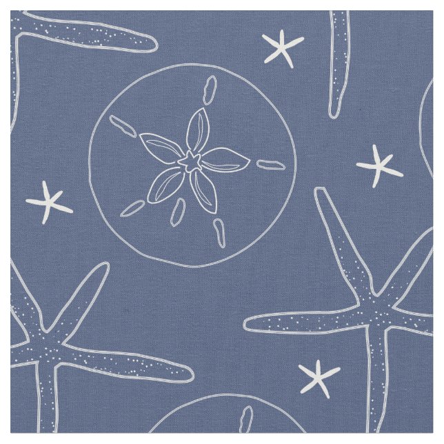 Starfish, blau-weiße Küste, Sand Dollar Stoff (Nahaufnahme)