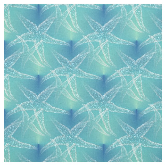 Starfish-blaues Aqua-Strand-Gewebe Stoff (Muster)
