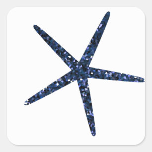 Starfish Blue Glitzer Sparkle Muster Feiern Quadratischer Aufkleber