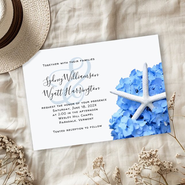 Starfish Blue Hydrangea Einfache Zeremonie Einladung (Von Creator hochgeladen)