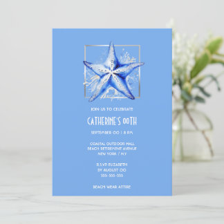 Starfish blue white beach Thema Geburtstag Einladung