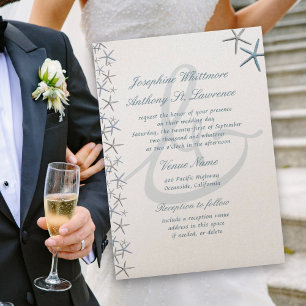 Starfish Border Ampersand Moderne Hochzeit am Meer Einladung