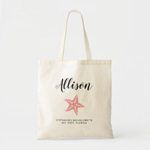 Starfish Bridesmaid Tote Bag für Hochzeit, rosa Tragetasche