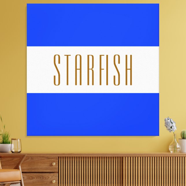 STARFISH Bright Royal Blue White Seaside Stripes Leinwanddruck (Insitu (Wohnzimmer))