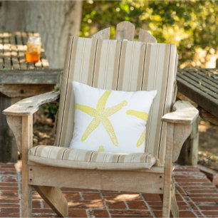 Starfish Bright Yellow White Beach Dekor Geschenk  Kissen