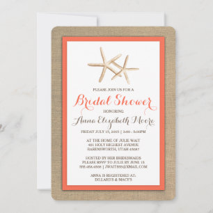Starfish Burlap Beach Bridal Dusche Einladung