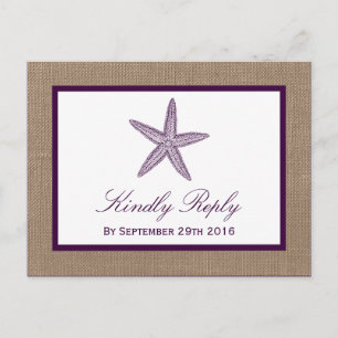 Starfish Burlap Beach Hochzeit Wählen Sie Ihre F Einladungspostkarte