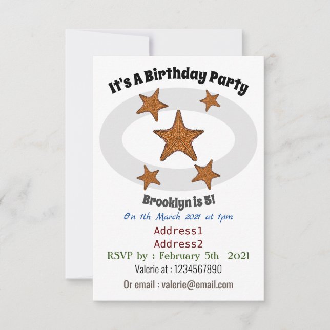 Starfish Cartoon Einladung (Vorderseite)