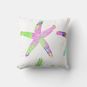 Starfish Coastal Beach Multicolor Muster Weiß Kissen