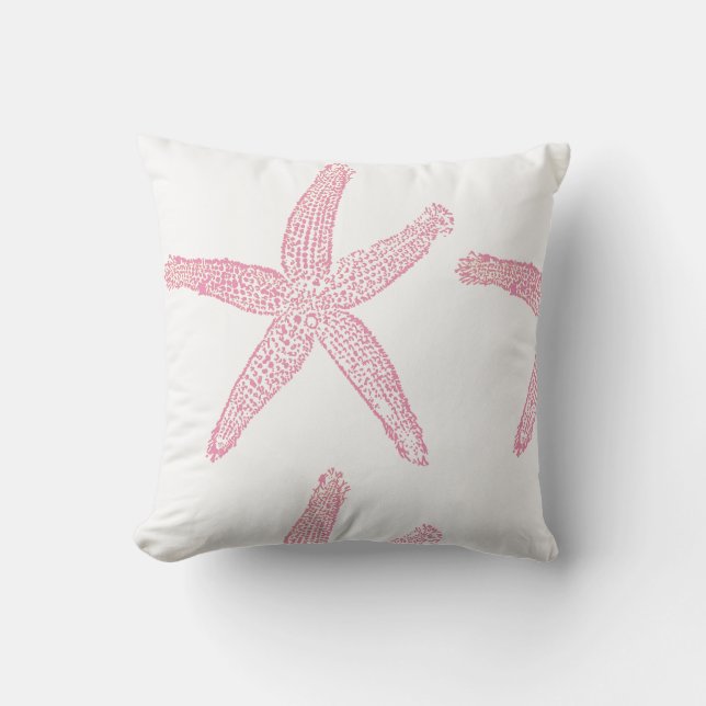 Starfish Coastal Beach Thema Pink White Niedlich G Kissen (Vorderseite)
