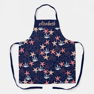 Starfish Corstal Print auf dunkelblau Schürze