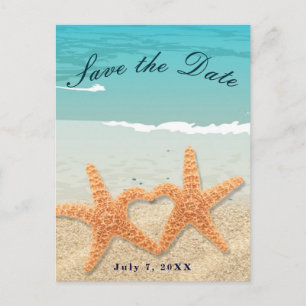 Starfish Couple am Strand Hochzeit Save the Date Ankündigungspostkarte