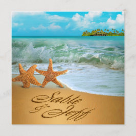 Starfish Couple FRAGE, IHRE NAMEN IN SAND ZU BRING Einladung
