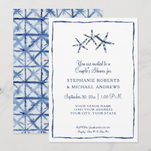 Starfish Couples Dusche Shibori Indigo Blue Beach Einladung
