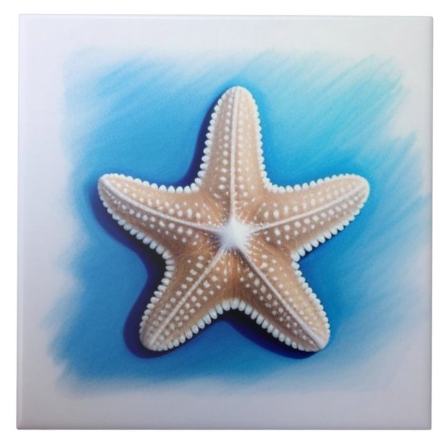 Starfish Crayon Drawing Fliese (Vorderseite)