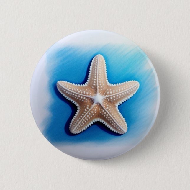 Starfish Crayon Zeichnend Button (Vorderseite)