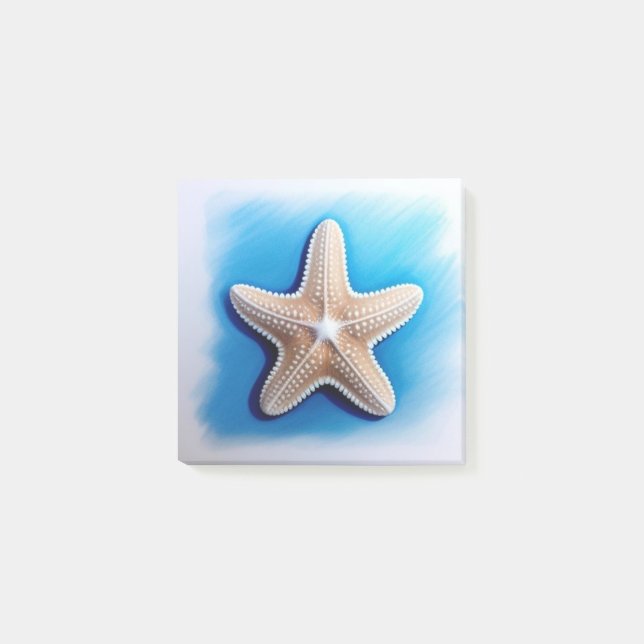 Starfish Crayon Zeichnend Post-it Klebezettel (Vorderseite)