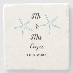 Starfish Custom Couple Name Beach Wedding Trendy Steinuntersetzer