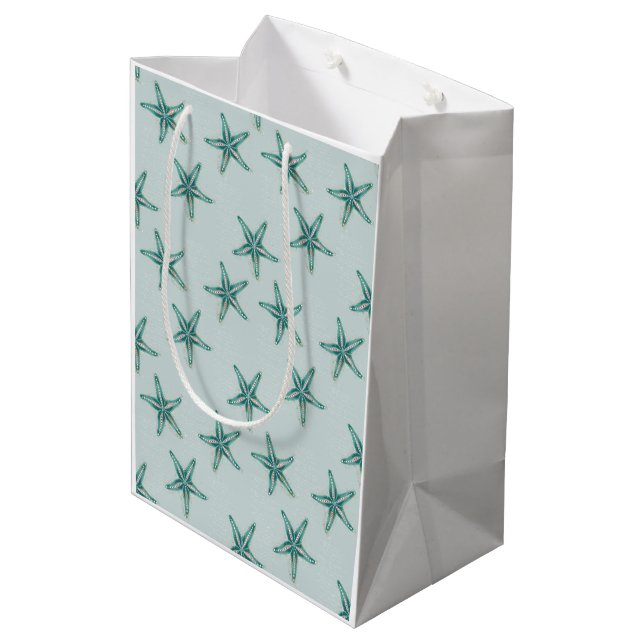 Starfish Designpapier Mittlere Geschenktüte (Rückseite Schrägansicht)