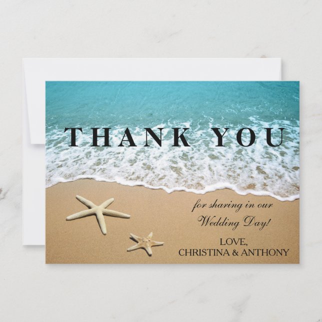 Starfish Destination Beach Wedding Danke Mitteilungskarte (Vorderseite)