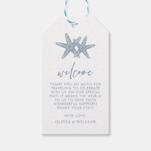 Starfish Dusty Blue Beach Hochzeit Willkommen Geschenkanhänger