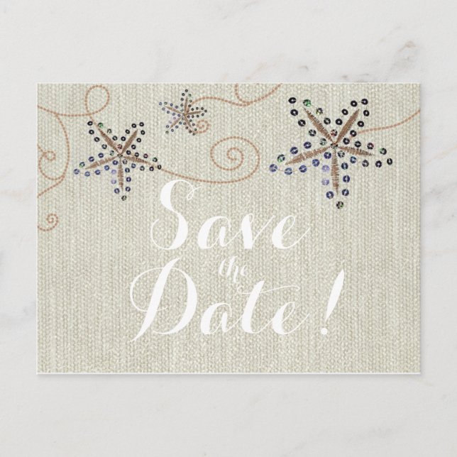 Starfish Elegance Beach SAVE THE DATE Postkarte (Vorderseite)