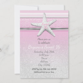 Starfish Elegant Beach Pink Sweet 16 Einladungen