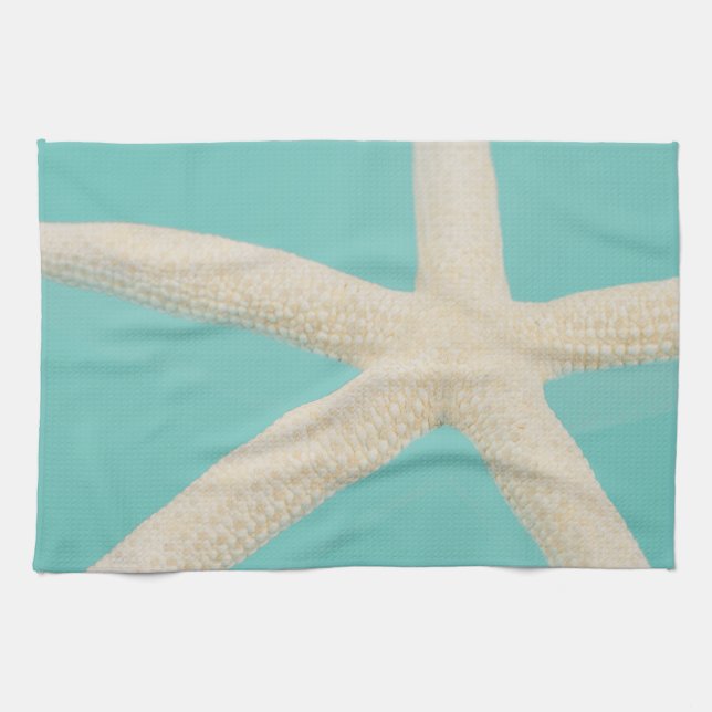 Starfish eleganter ozeanischer moderner Strand aqu Geschirrtuch (Horizontal)