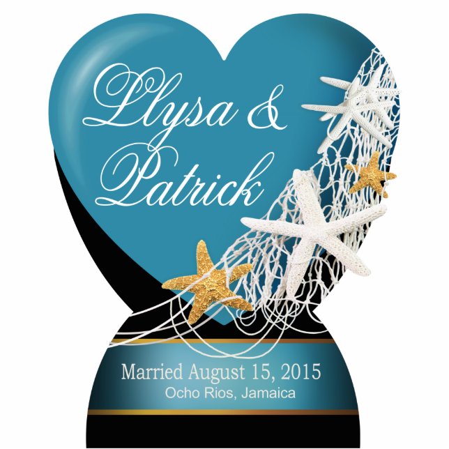 Starfish-Filetarbeits-Hochzeit TRETEN, die mit MIR Freistehende Fotoskulptur (Vorne)