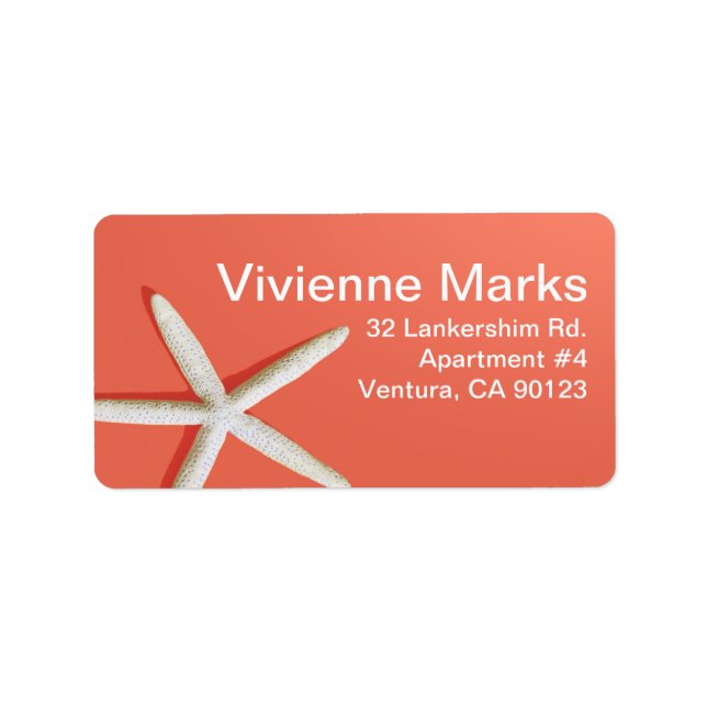 Starfish Fingers Beach | Korallen Adressaufkleber (Vorne)