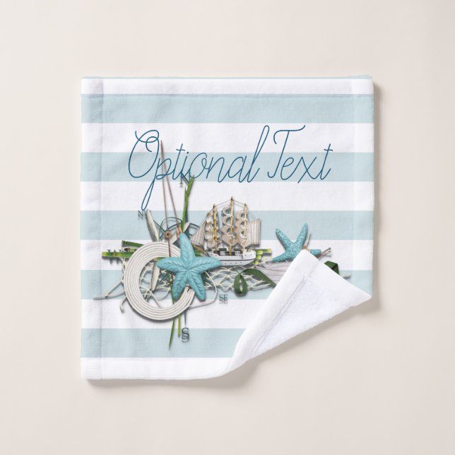 Starfish, Fischnetz und großes Schiff Badhandtuch Set (Waschlappen)