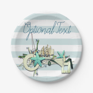 Starfish, Fischnetz und großes Schiff Pappteller