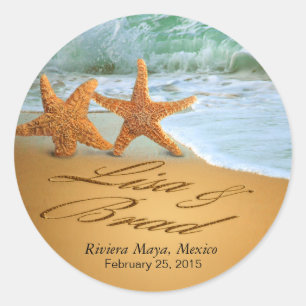 Starfish FRAGTE MIR, NAMEN IN SAND B4 U-BESTELLUNG Runder Aufkleber