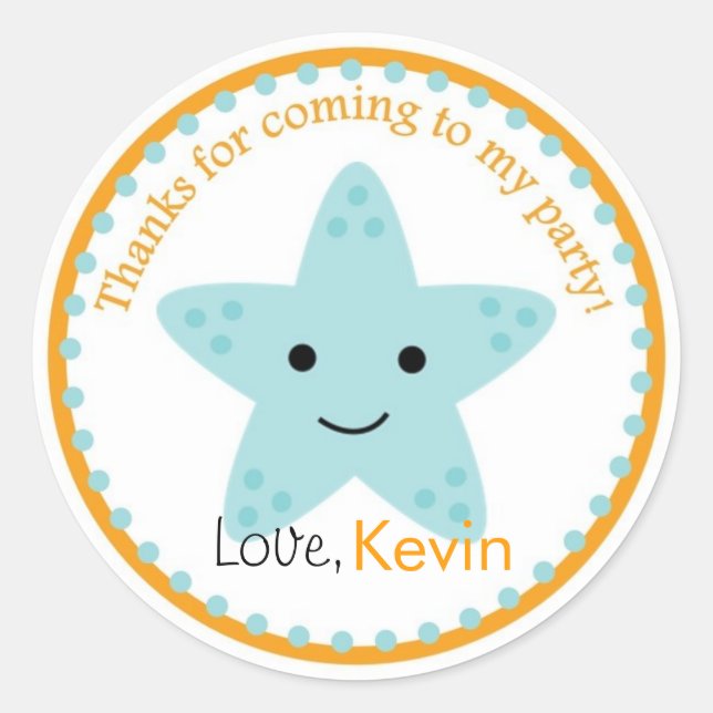 Starfish Geburtstagsticker Runder Aufkleber (Vorderseite)
