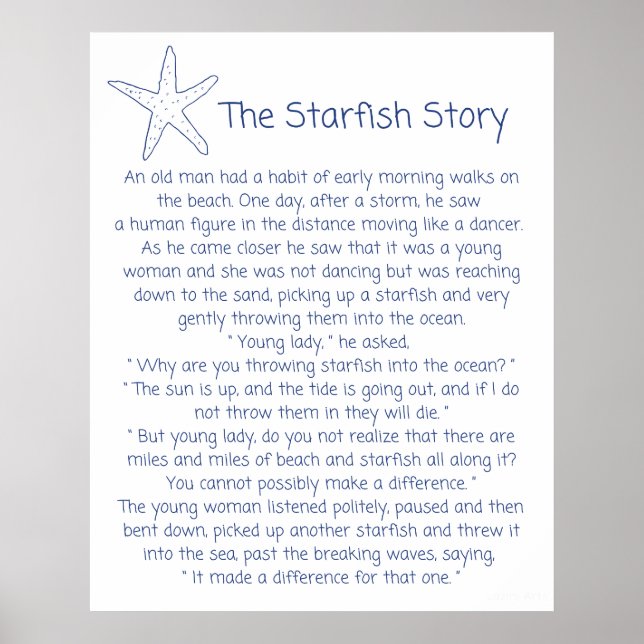 Starfish Gedicht, die Starfish Geschichte, Foster  Poster (Vorne)
