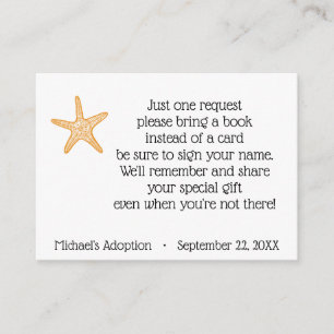 Starfish-Geschichten-Adoptions-Party-Buch-Antrag Begleitkarte