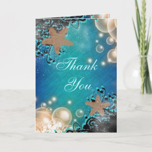 Starfish Hochzeit DANK YOU #2 Dankeskarte